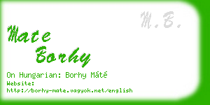 mate borhy business card